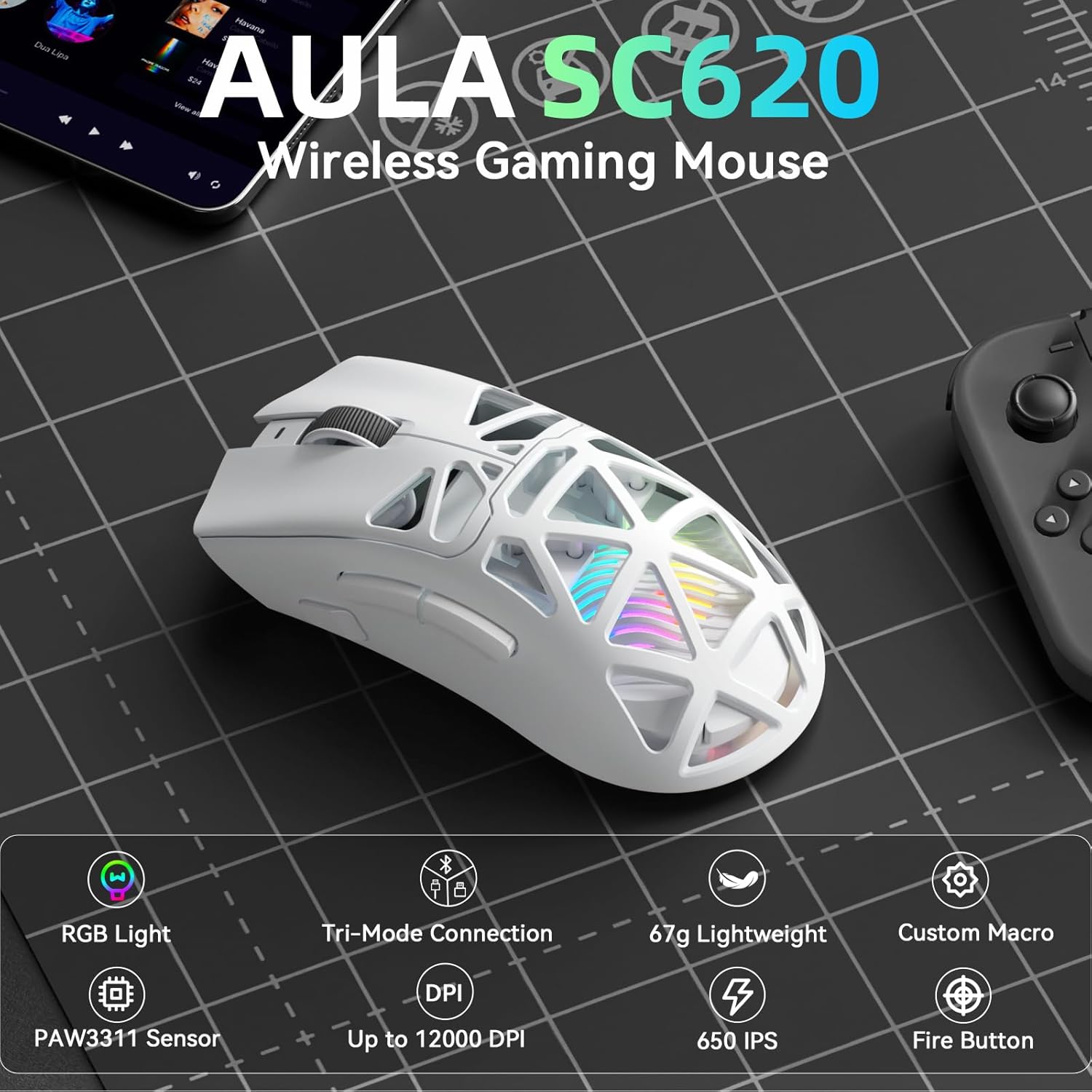 AULA SC620 Nuevo Mouse para Ju - Esports Gaming Mouse Weight Adjustable reseña y precio